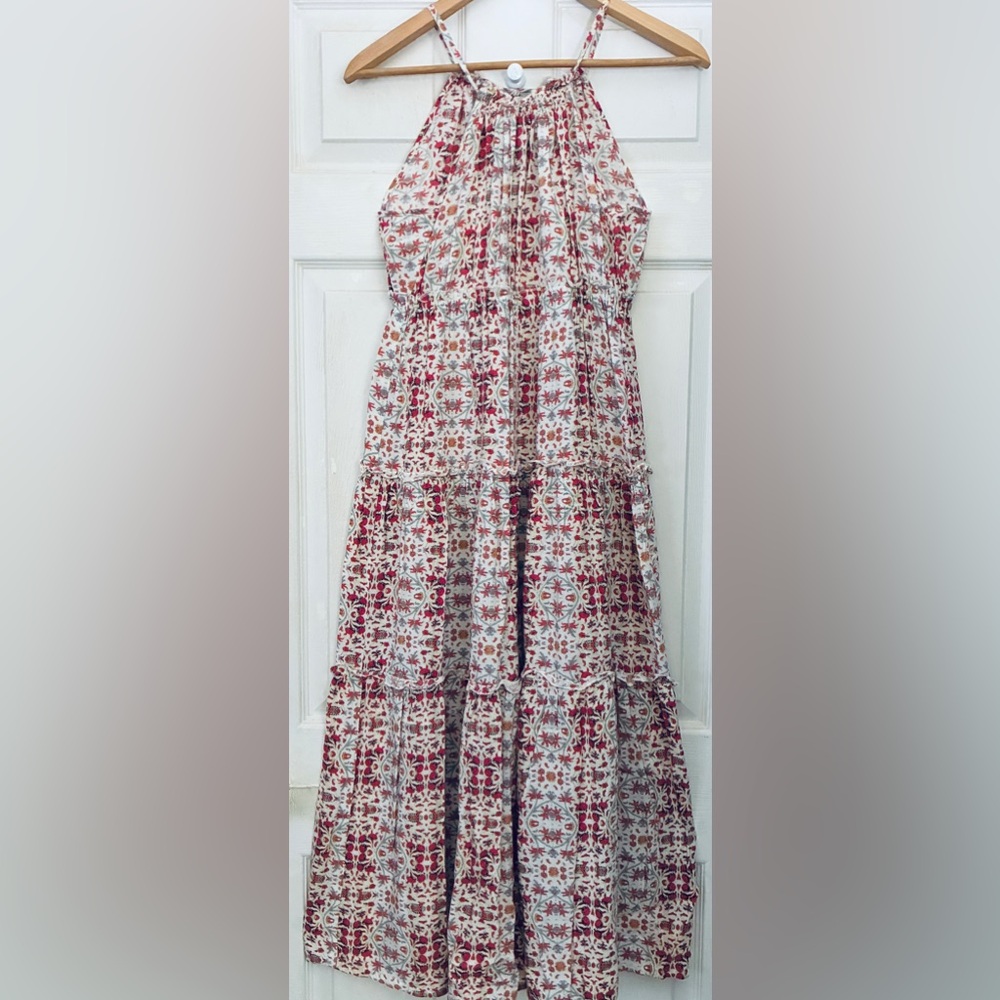 Nanette Lepore Red and Cream Printed Halter Maxi Dress